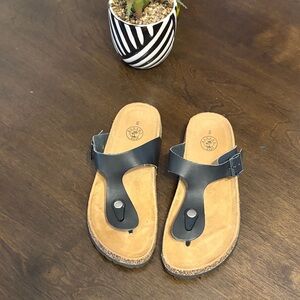 Black and Tan Cork Sandals